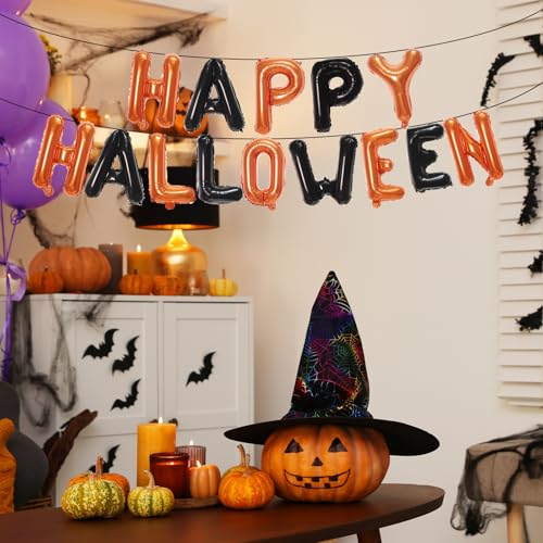 16-Inch Black and Orange 'HAPPY HALLOWEEN' Mylar Balloon Banner