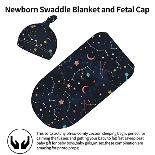 Soft Space Galaxy Swaddle Blanket & Beanie Set for Newborns