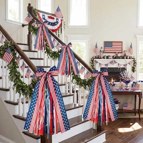 Patriotic 29.5 Inch Wreath Sash with Clip-On Star for 4th of July
