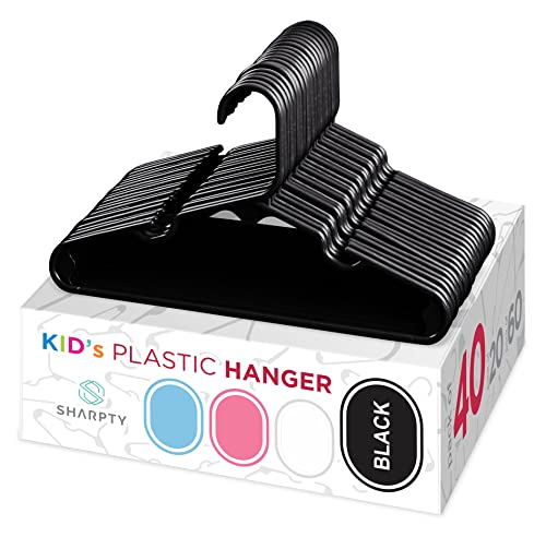 Sharpty Kids Plastic Hangers - 40 Pack Durable Children's Clothing Hangers