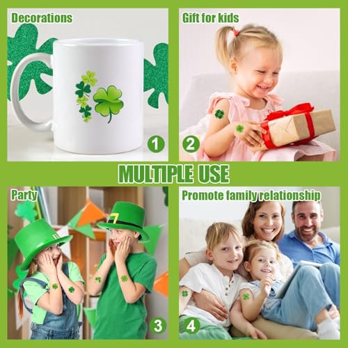 Partywind St. Patrick's Day Shamrock Temporary Tattoos - 10 Sheets