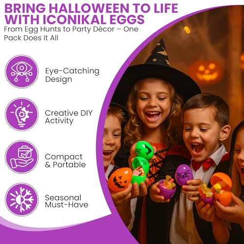 72-Pack Halloween Eggs - Durable Plastic Treat Containers