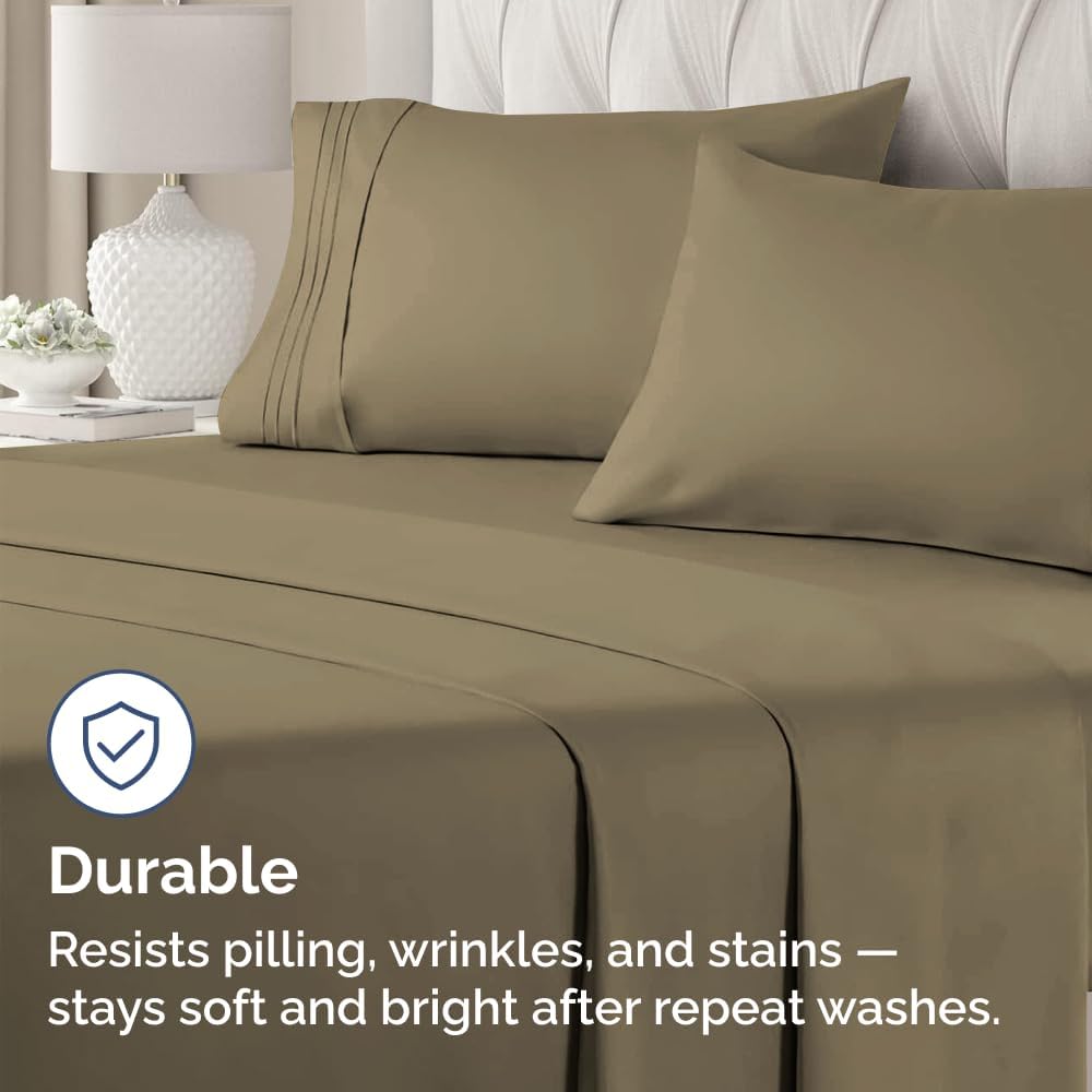 Skiennix Standard Pillow Cases Set of 2 - Ultra-Soft Hotel Quality - Wrinkle-Free & Stain Resistant - Khaki