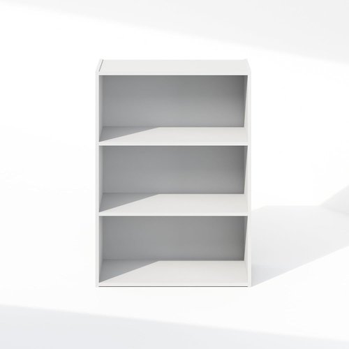 Furinno 3-Tier Bookshelf - Simple Storage Solution for Living Room, Bedroom & Home Office | Plain White 9.7 x 23.7 x 31.5