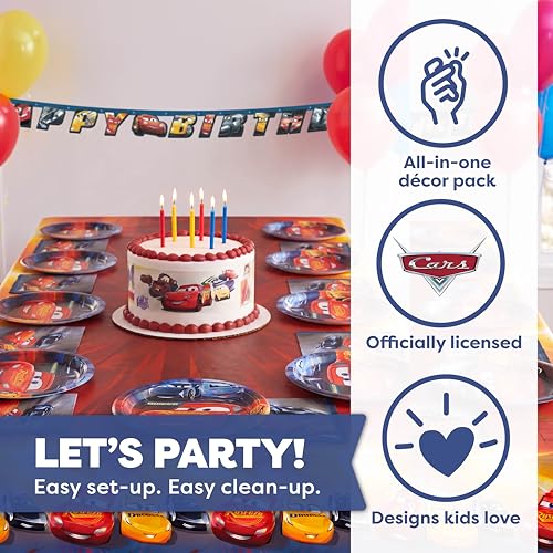 Disney Cars Birthday Party Decoration Set - Banner and Tablecloth