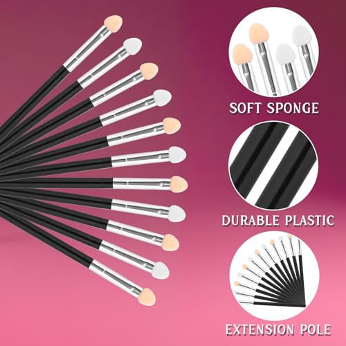 12 Pcs Foam Eyeshadow Applicators Reusable Double Sided Makeup Sponges