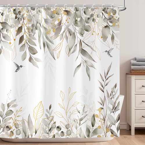Aeivice Eucalyptus Shower Curtain, Floral Botanical Leaves Print 72x72