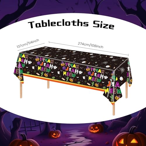 Disposable Halloween Tablecloth Black Plastic Rectangle Table Cover