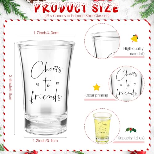 Roshtia Classic 18-Pack Christmas Shot Glasses Set with Thank You Cards & Organza Bags