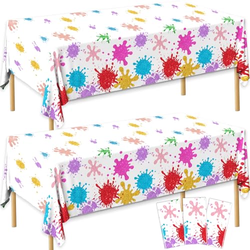 Paint Splatter Tablecloths - 3 Pack Art Party Decorations 72.5x40.8in