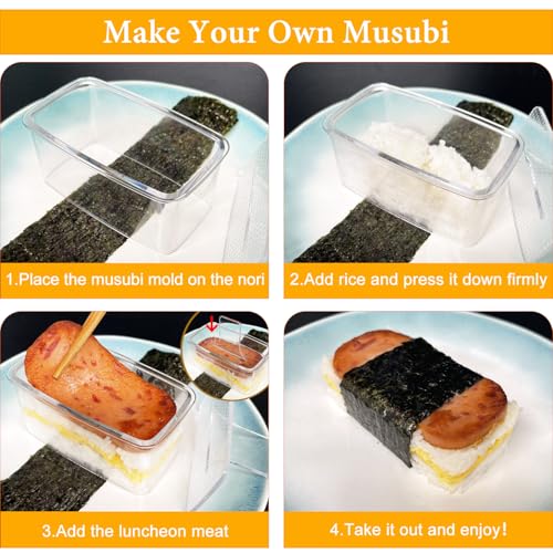 Clear Musubi Maker Set - 2 Non-Stick Molds & 2 Rice Ladles