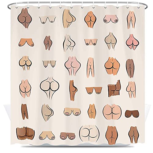 Funny Butt Shower Curtain - Waterproof Polyester Bathroom Decor 69x78