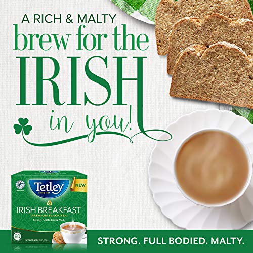 Tetley Irish Breakfast Black Tea, 80 Count - Strong, Malty & Full-Bodied