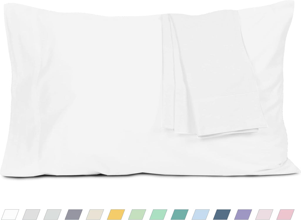 Regine Switzerland King Size Cotton Percale Pillowcases - Breathable & Hypoallergenic, Set of 2 (20x40 Inch, White)