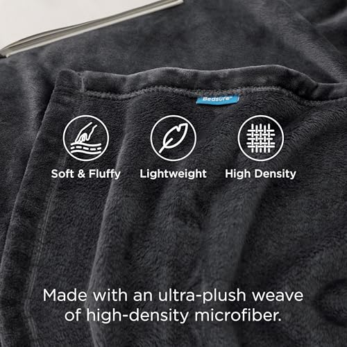 Bedsure King Size Fleece Blanket - Charcoal Grey, Plush Microfiber Bed Throw