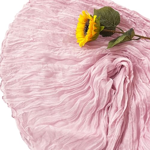 Light Pink 6 Pack Cheesecloth Table Runners 20 x 120 Inches for Wedding & Party Decor - Wrinkled Design