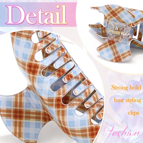 BARTOSI Checkered Hair Claw Clips Pack of 2 Acrylic Hair Jaw Clips