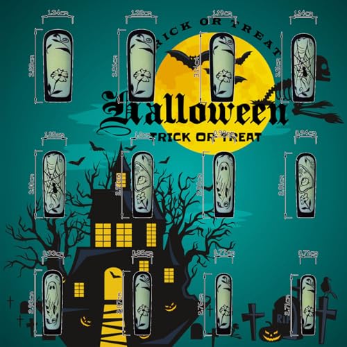 Halloween Press On Nails Long Square Matte Black Fake Nails Set