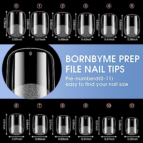 BORNBYME Short Square Soft Gel Nail Tips 120PCS Pre-Buffed Full Cover
