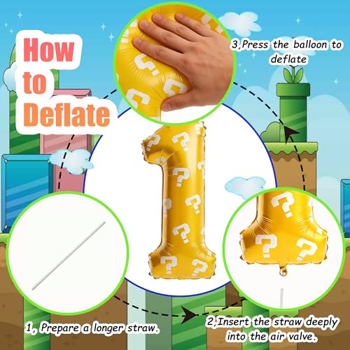 40 Inch Giant Number 1 Balloon Set for Video Game Birthday Party