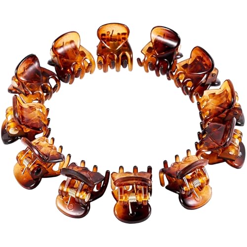 Mini Hair Claw Clips 12-Piece Tortoise Brown Small Hair Accessories