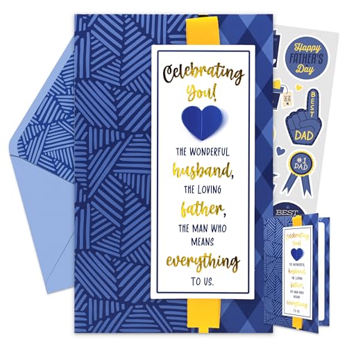 Gold Foil Father's Day Card for Husband | 5x8in with Stickers & Envelope
