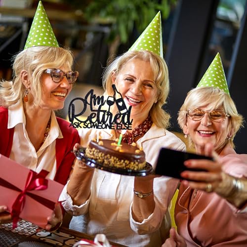 Tivurcia Black Glitter Retirement Cake Topper for Farewell Party