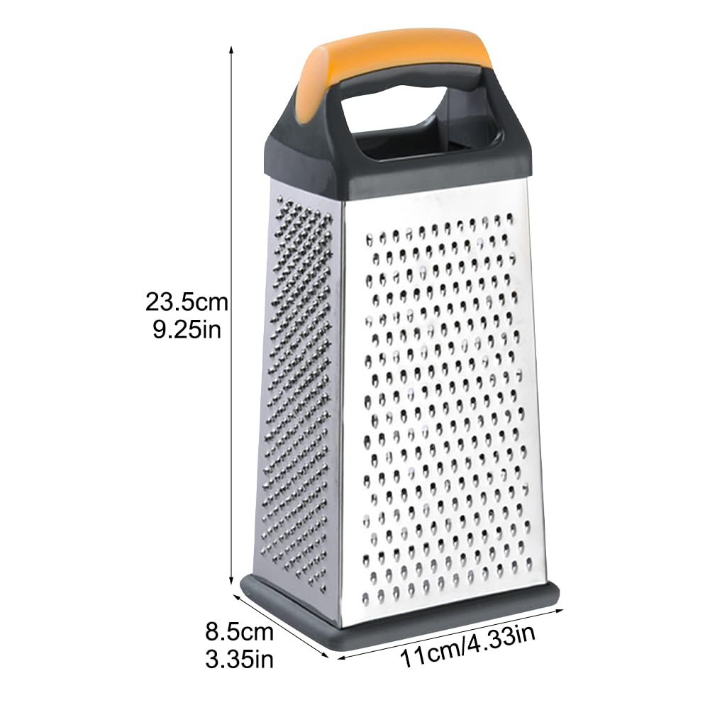 Cheese Grater, 4-Sided Box Grater with Handle, Stainless Steel Graters, Vegetable Slicer, Kitchen Food Shredder for Grate Cheeses, Shred Veggies Kitchen Gadgets Tools(9.25inch)