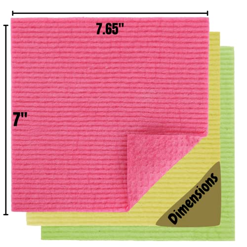 Reusable Cloth Dish Towels - Pack of 6, Multi-Color Kitchen & Bathroom Cleaning Cloths
