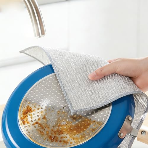Stainless Steel Wire Scrubber Sponges - 10 Pack Non-Scratch Cleaning Cloths