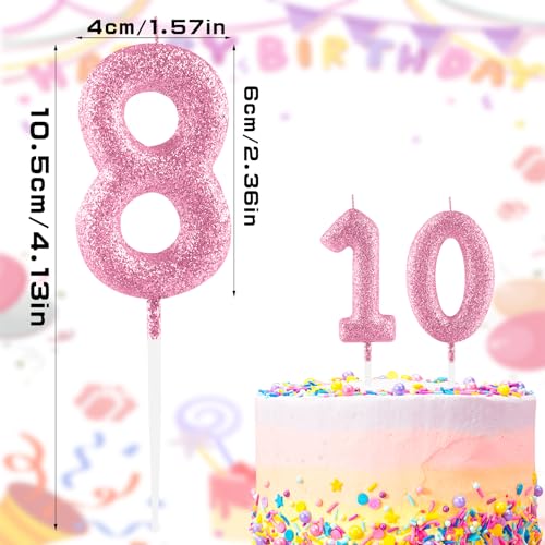 Glitter Pink Number 1 Birthday Candle - 2.36in Cake Topper Decor