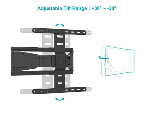 Monoprice Ultra-Slim Full-Motion Articulating TV Wall Mount Bracket - For 40" ~ 75" TVs Max Weight 66lbs VESA Up to 200x200 Concrete & Brick Compatible, Black