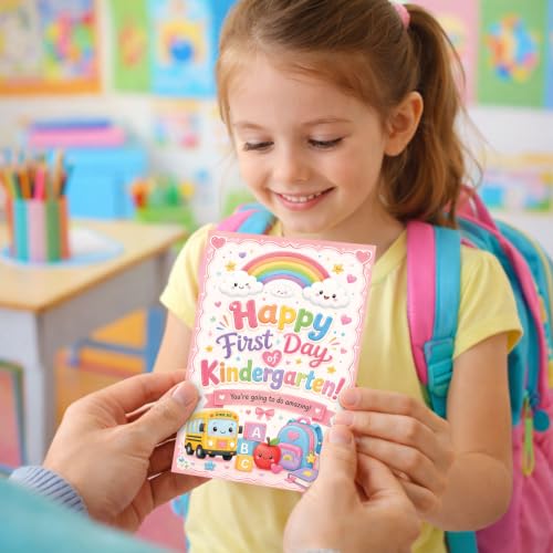 Happy First Day of Kindergarten Card with Stickers & Envelope