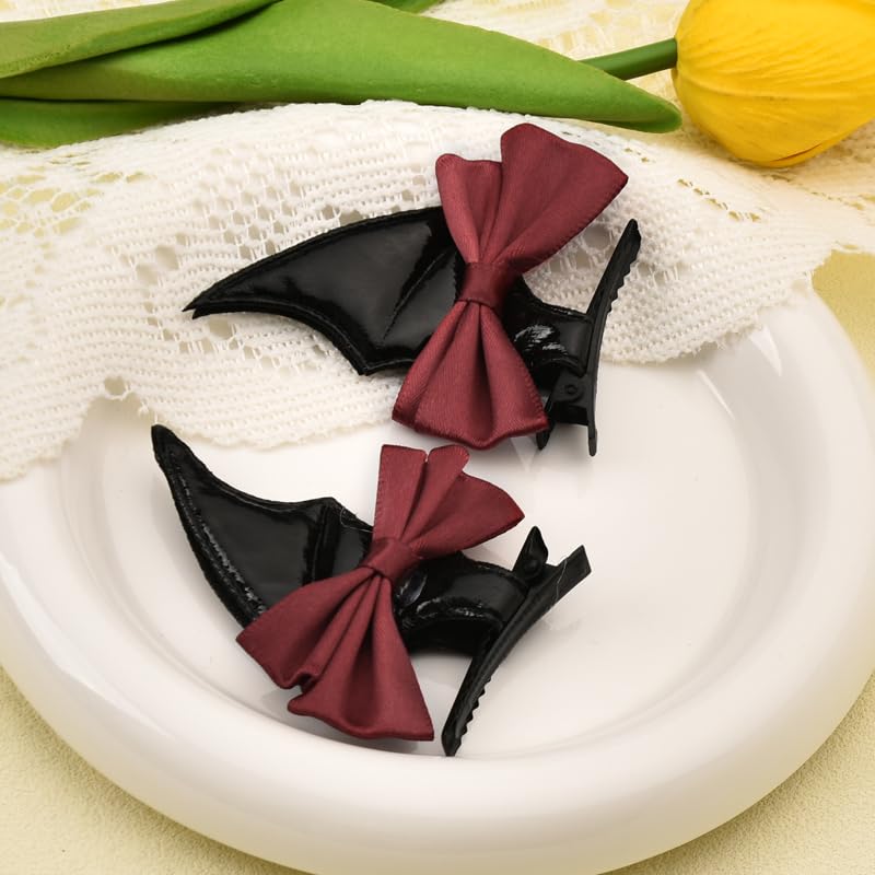 Sisadodo Halloween Bat Bow Hair Clips - 2 Pack Goth Hair Accessories