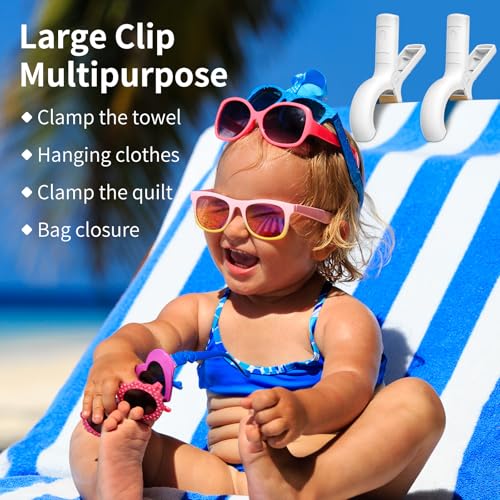 Senbowe Heavy Duty Beach Towel Clips - 12 Pack Windproof Clothes Pins