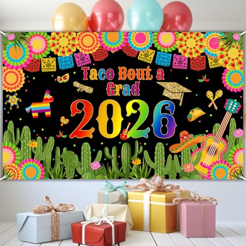 Taco Bout a Grad 2026 Graduation Banner - Fiesta Photo Backdrop
