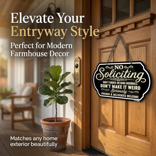 Funny No Soliciting Sign for Front Door | Durable Aluminum 10x5 Inch