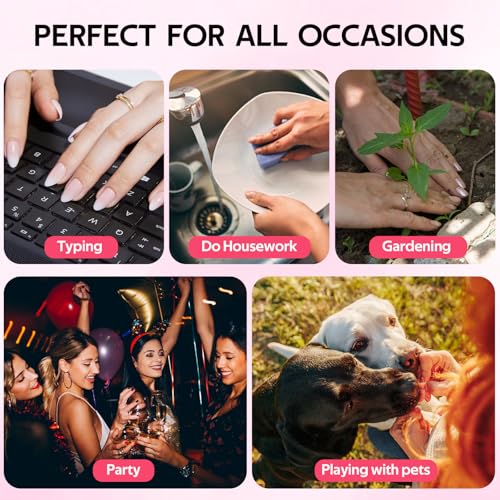 Findigit Short Press On Nails - 32 Pcs Natural Soft Gel Fake Nails Kit, Amber