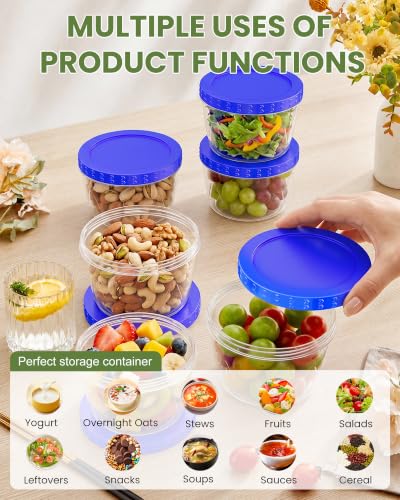 LUOFNI 6 Pack 17 Oz Blue Reusable Freezer Storage Containers - Airtight, Leakproof, BPA Free