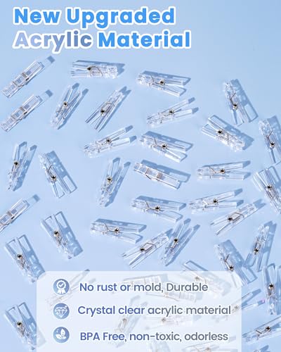 60Pcs Clear Mini Clothespins 1.4 Inch for Baby Shower Games and DIY Crafts