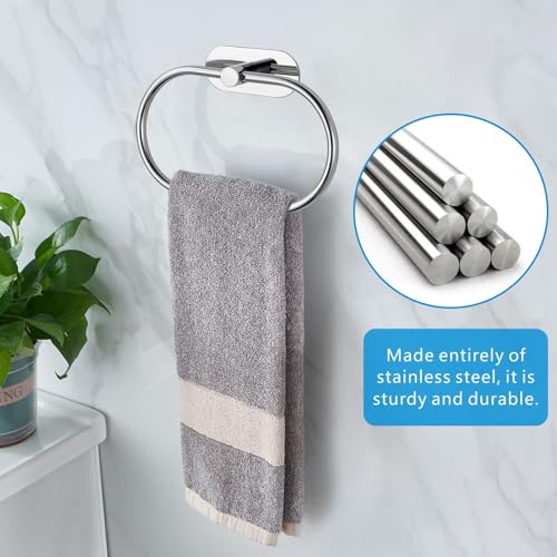Self-Adhesive Stainless Steel Towel Ring - Modern Oval Design