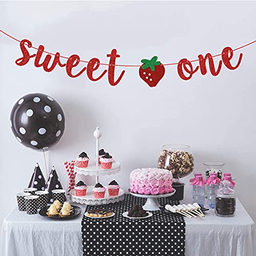 Strawberry Sweet One Banner for 1st Birthday Party Decor