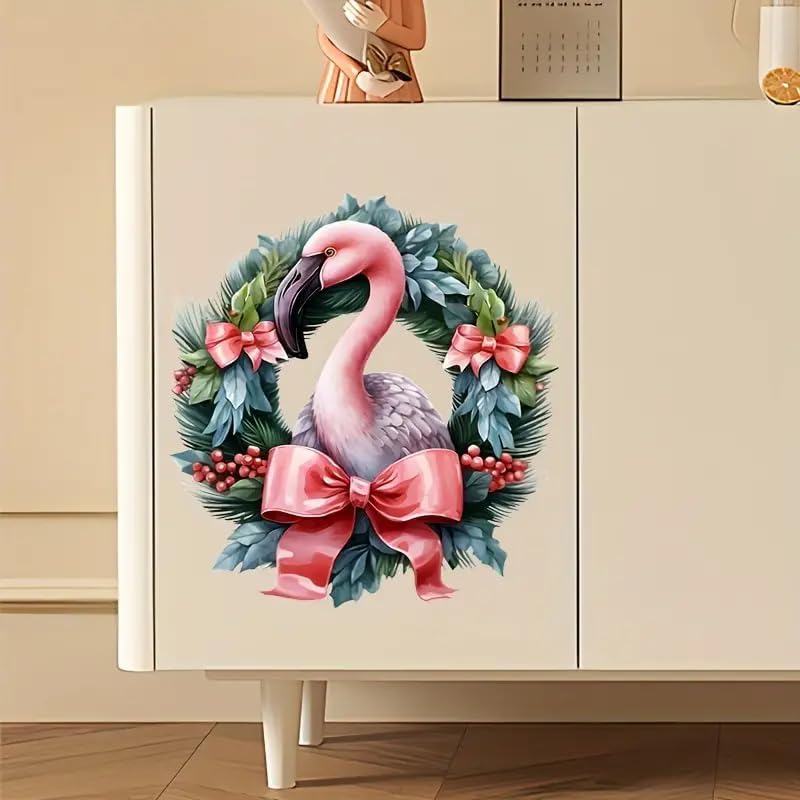 Floral Flamingo Toilet Lid Decal Waterproof Self-Adhesive Bathroom Sticker