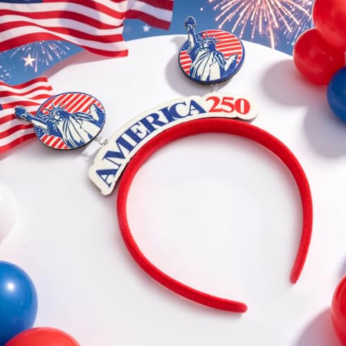 Exacoo USA 250th Anniversary Headband Red White Blue 4th of July Hair Accessory