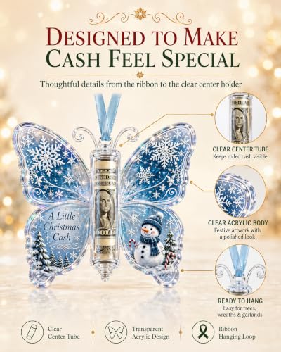 Christmas Cash Gift Holder Butterfly Money Ornament - Snowman Variation