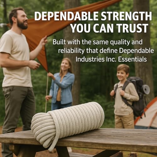 100 Ft Heavy Duty Braided Cotton Rope - Multi-Purpose Utility Rope