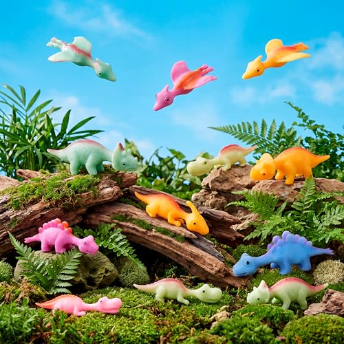 JOYIN 24 Pcs Dinosaur Flinger Toys - Stretchy Flying Slingshots