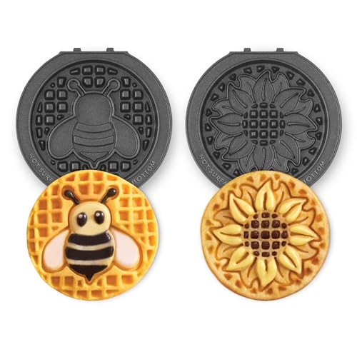 Dash MultiMaker® Mini Waffle Plate Set - Sunflower & Bee Design, Nonstick, 4-Inch, Two-Pack (Replacement Plates for Waffle Maker Not Included)
