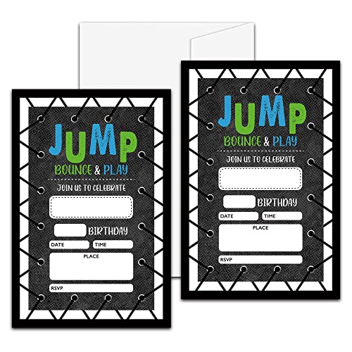 Bounce House Birthday Invitations - 20 Fill-In Cards & Envelopes