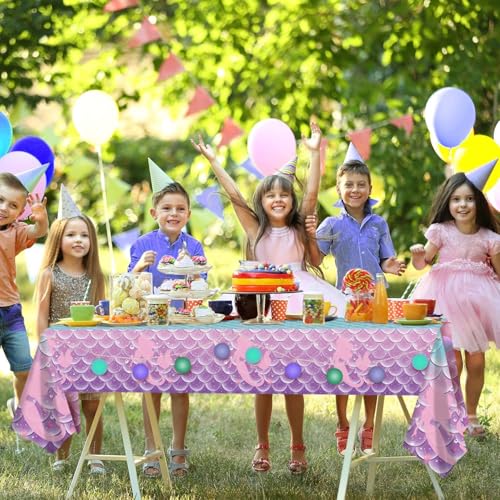 Mermaid Birthday Party Tablecloth 108x54 Inch Disposable Plastic Table Cover